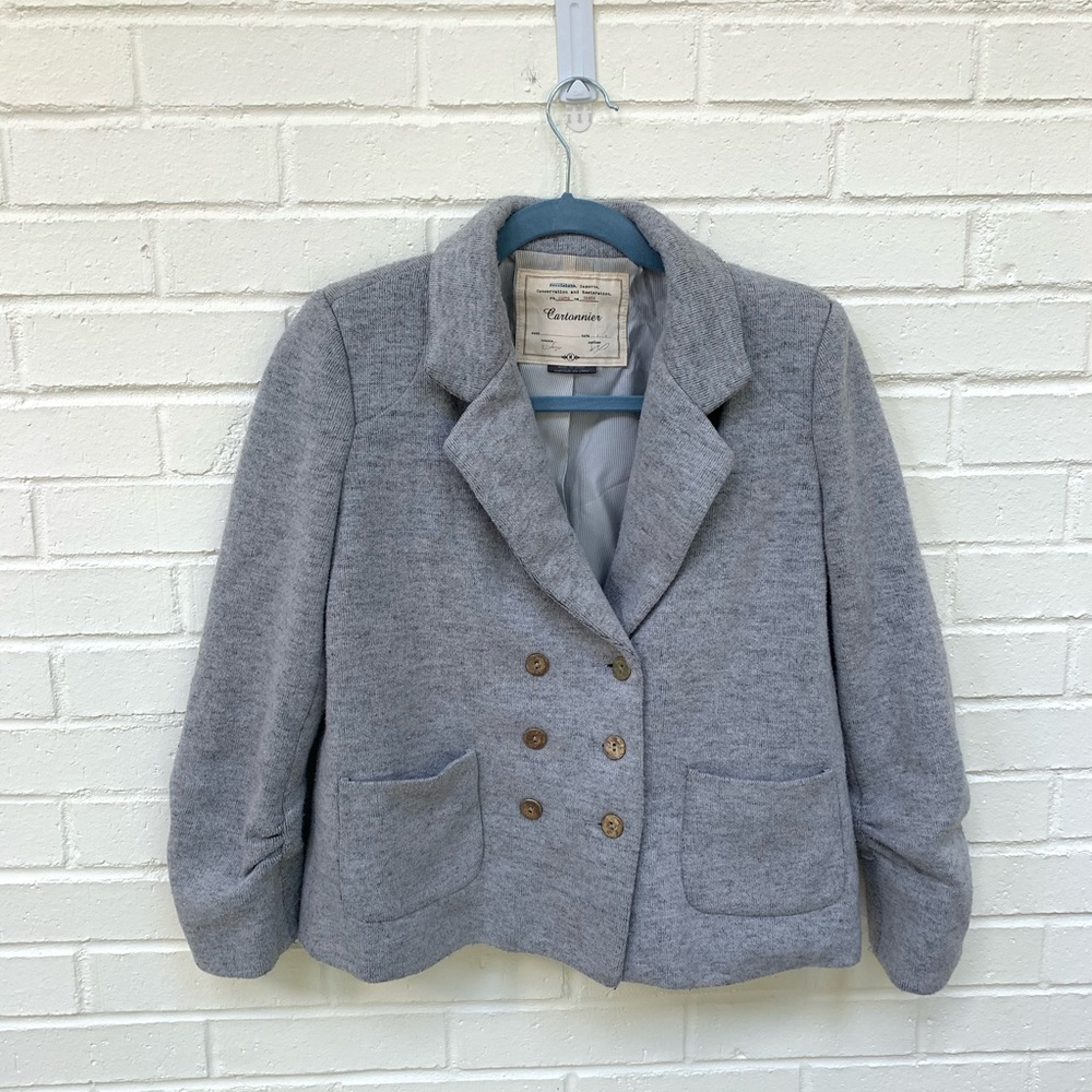 Anthropologie Cartonnier Cropped Grey Blazer